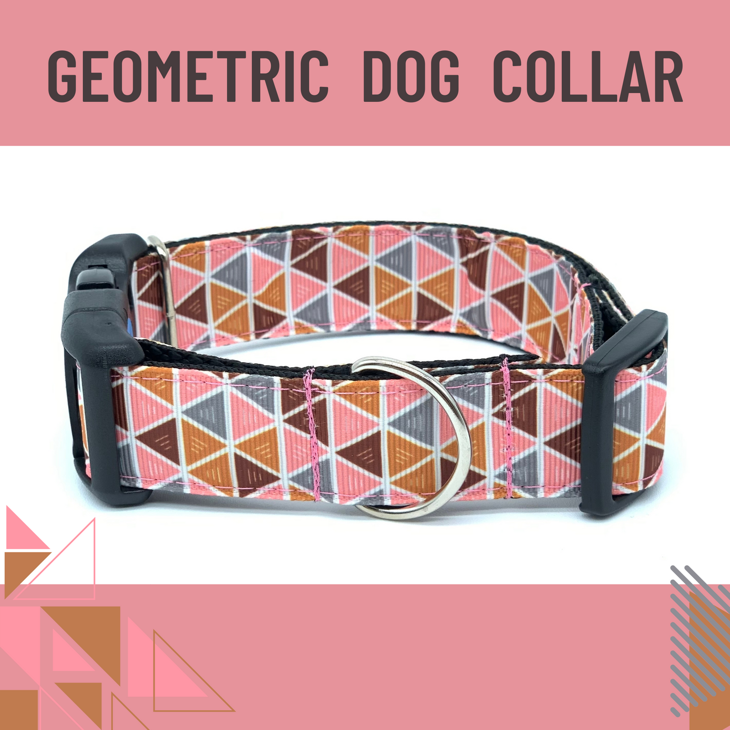 Pink Geometric Dog Collar