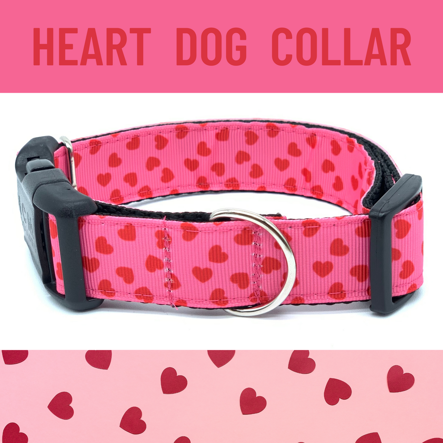 Pink Heart Dog Collar