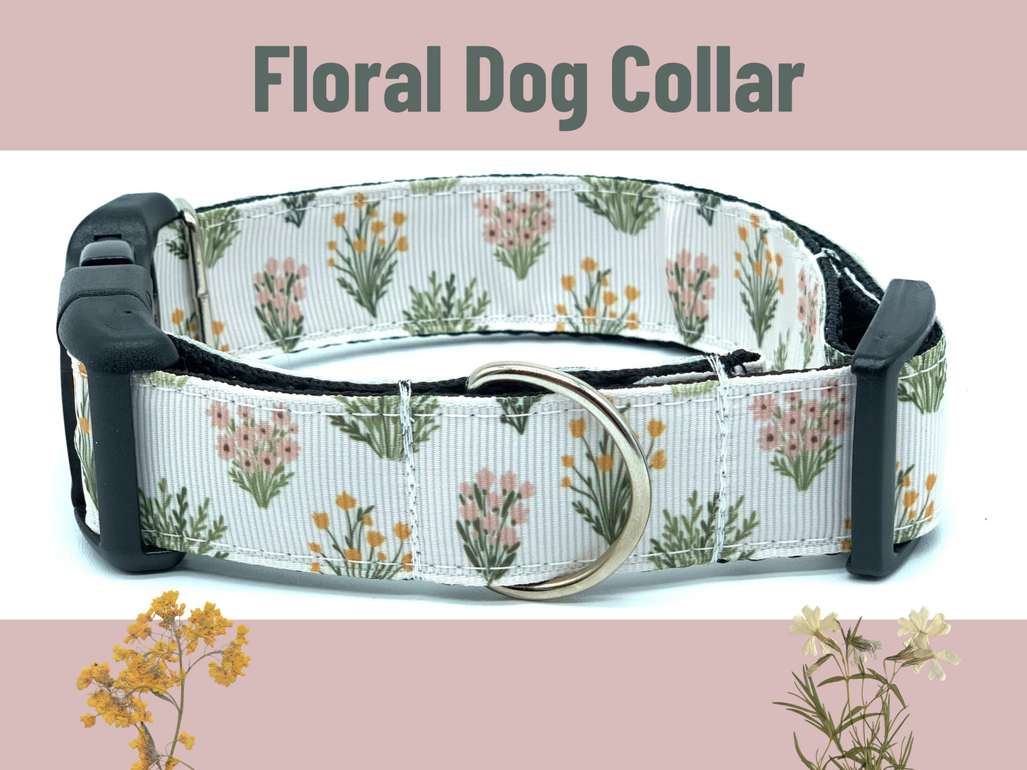 Vintage White Flower Floral Dog Collar