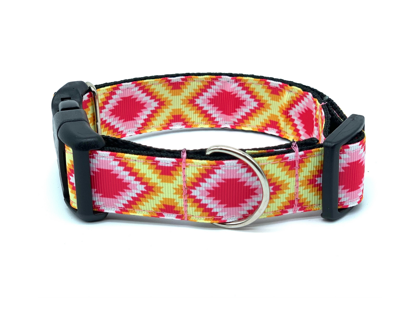 Pink and Yellow Tribal Aztec Native Dog Collar
