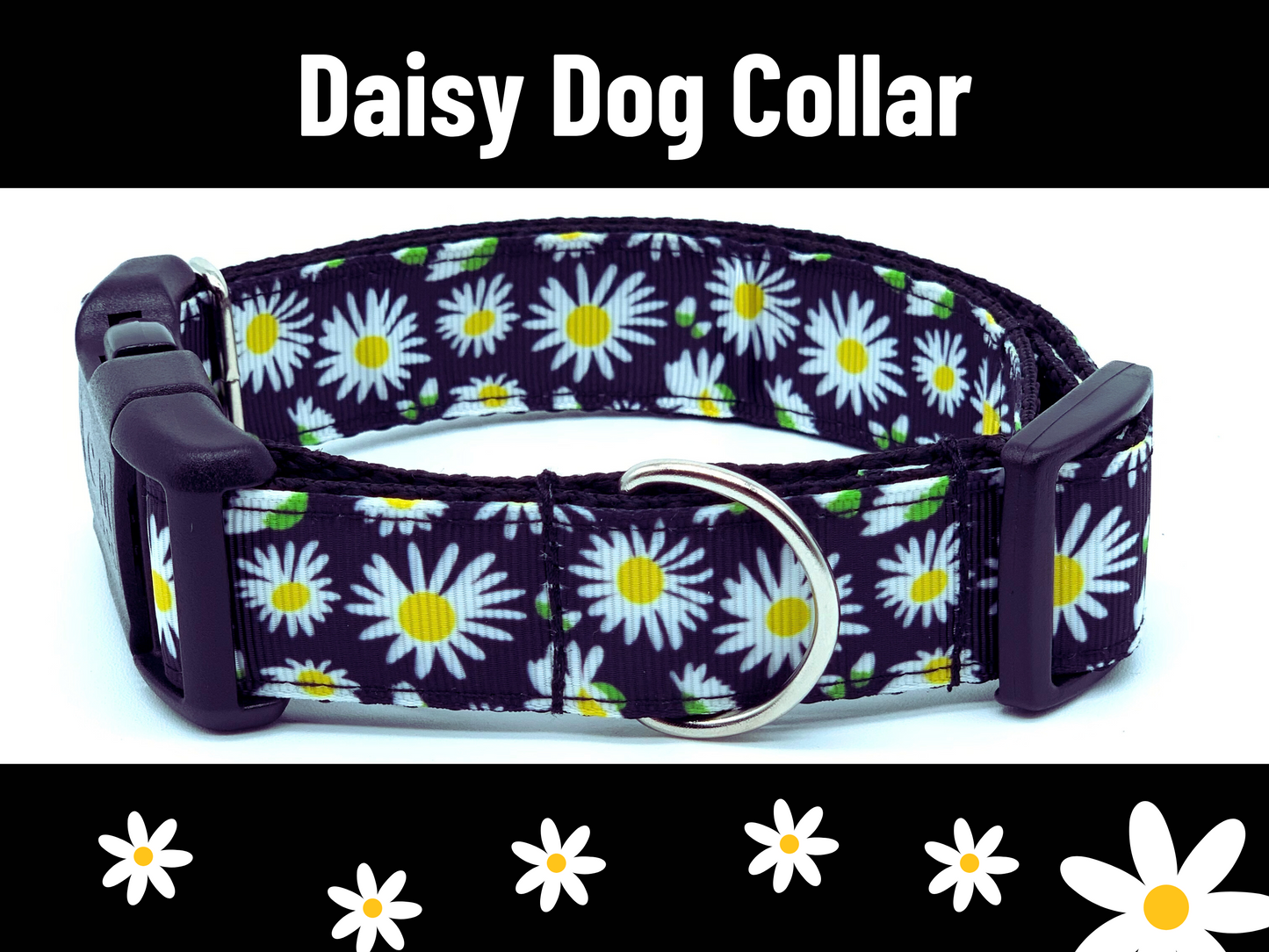 Dark Daisy Dog Collar