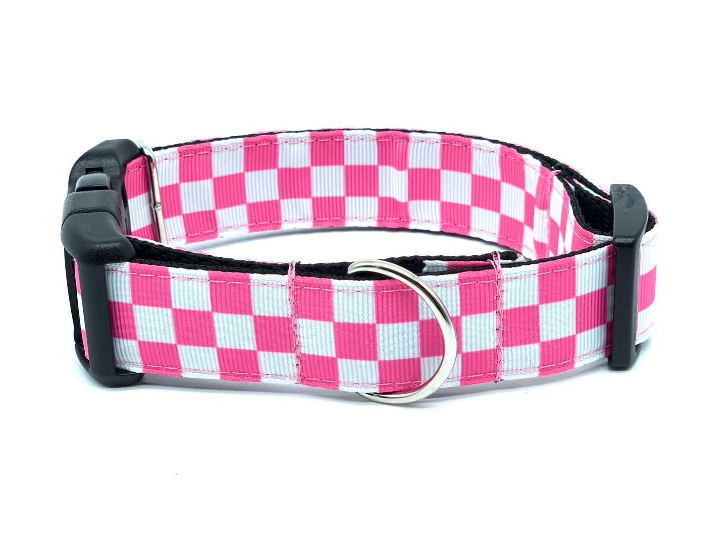 Pink and White Checker Dog Collar