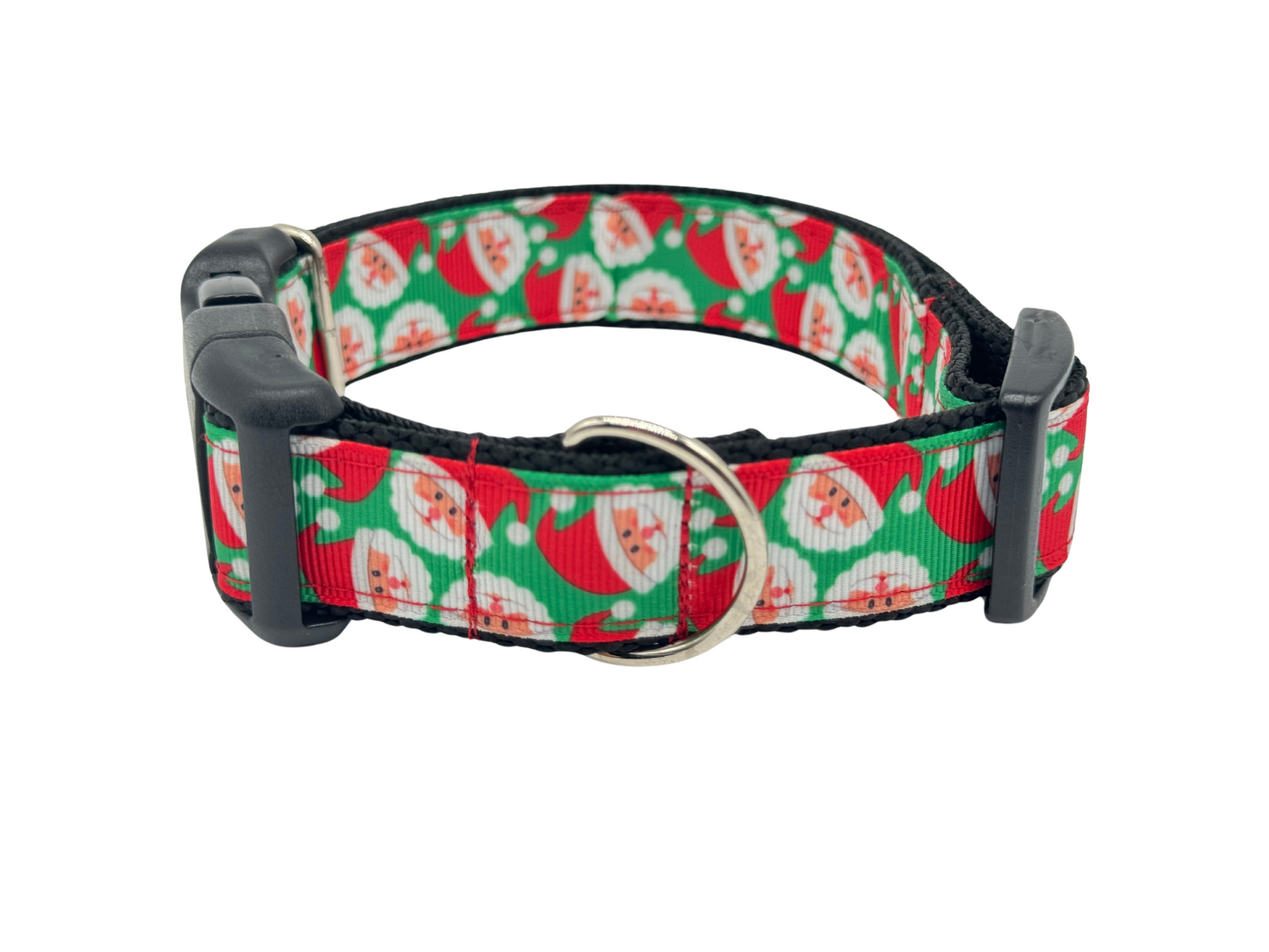 Green Red and White Santa Clause Christmas Dog Collar