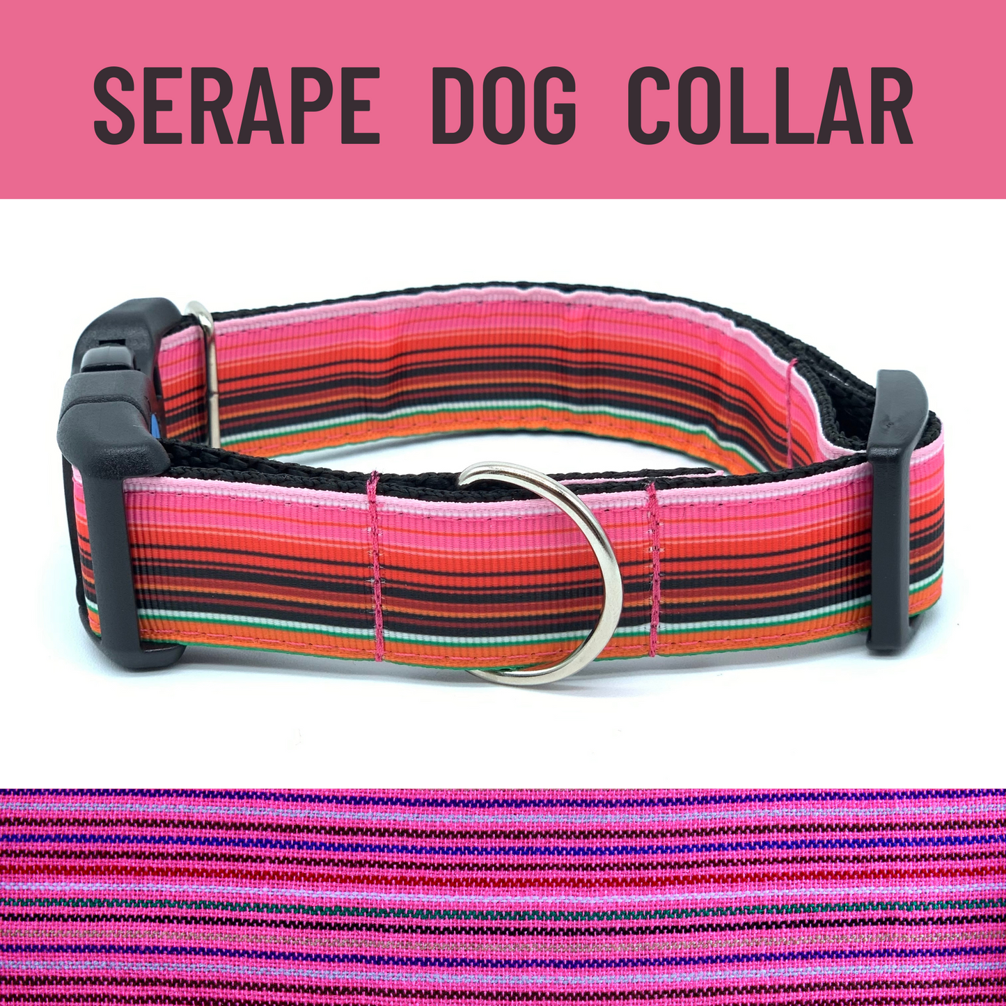 Pink Serape Stripes Dog Collar