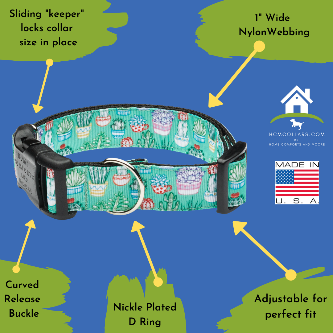 Blue Tropical Toucan Print Dog Collar