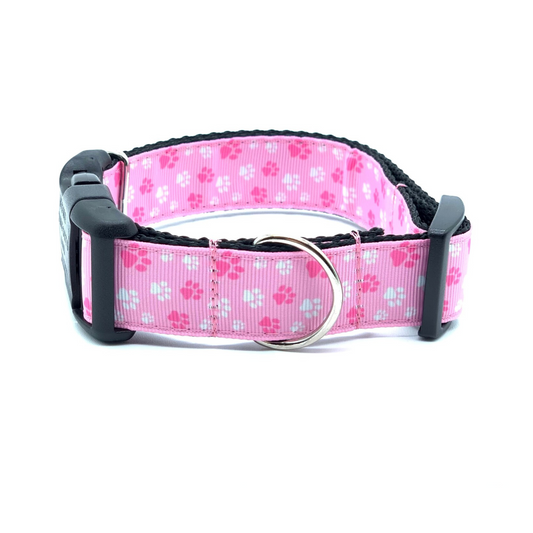 Pink Paw Prints Dog Collar