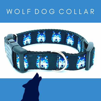 Black and Blue Wolf Dog Collar