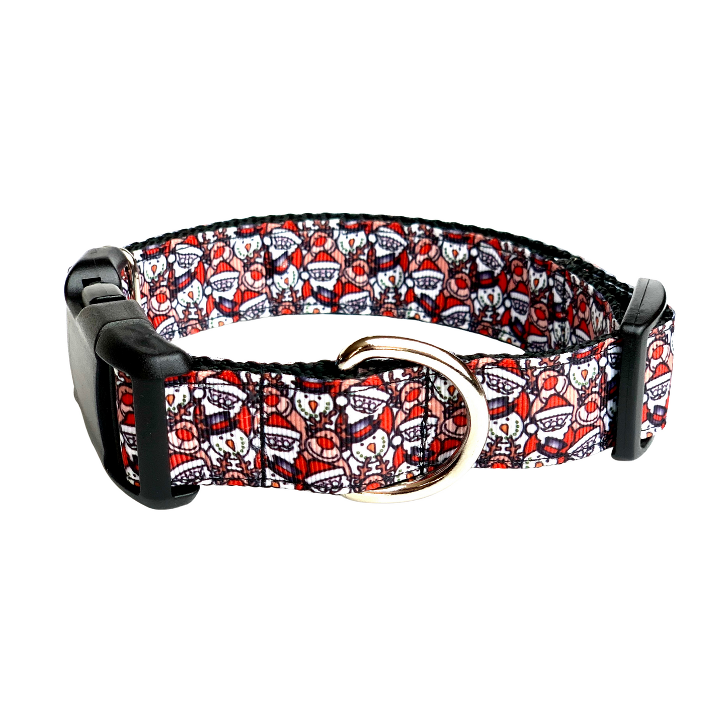 Santa with Rudolph and Snowman Christmas Dog Collar