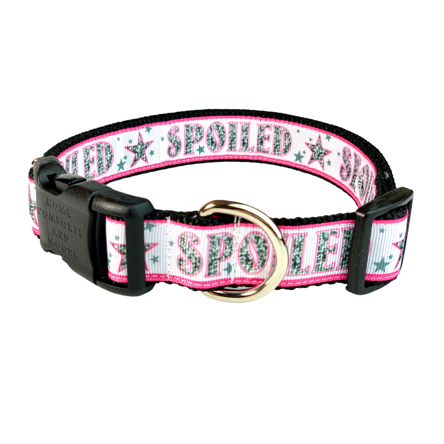 Pink Silver and White Spoiled Dog Collar
