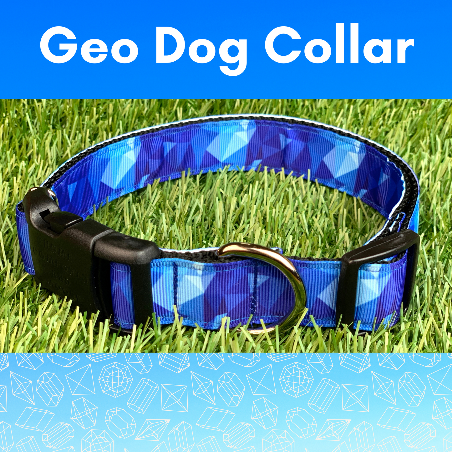 Blue Geometric Dog Collar