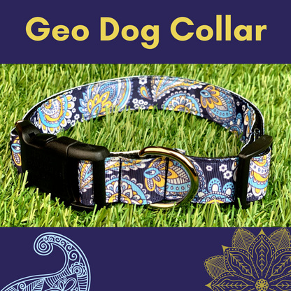 Navy Blue Paisley Dog Collar