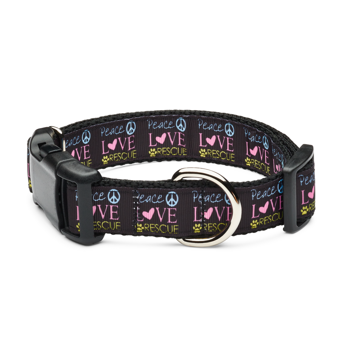 Peace Love Rescue Dog Collar