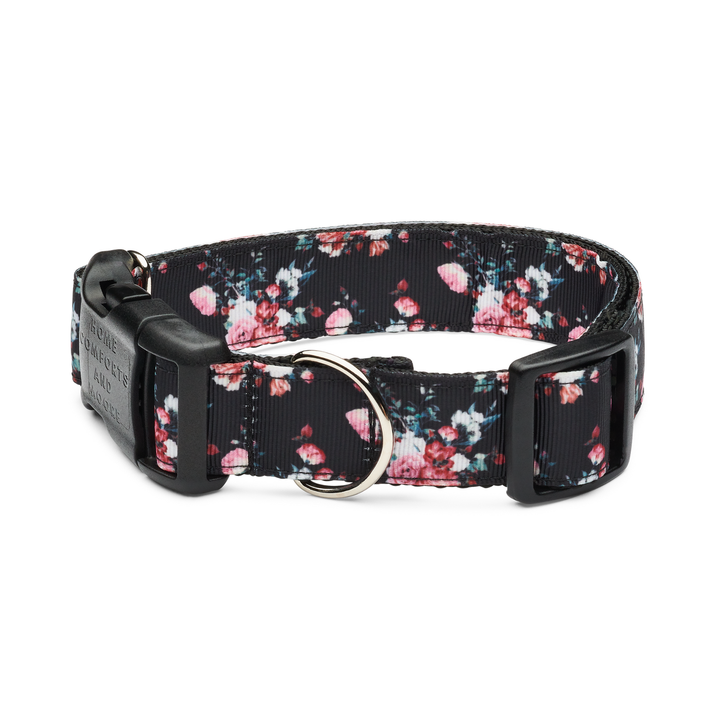 Black and Pink Rose Dog Collar