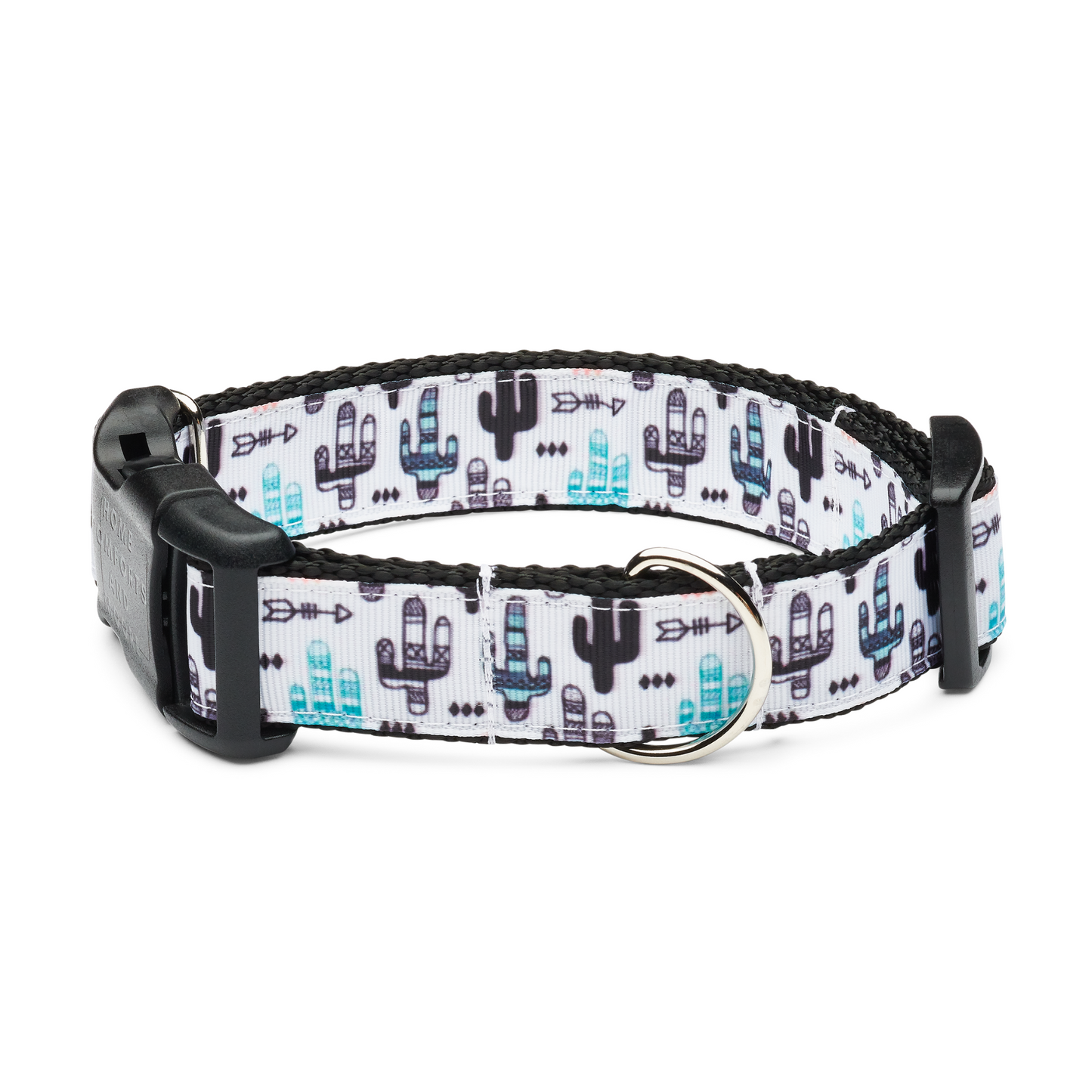 White Black Teal Cactus Saguaro Dog Collar