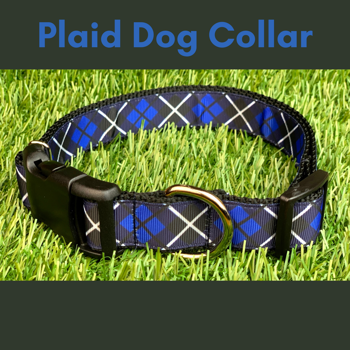 Blue and Black Argyle Dog Collar