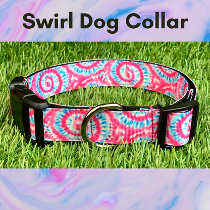 Pink Blue Tie Dye Swirl Dog Collar