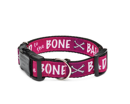 Pink Bad To The Bone Dog Collar