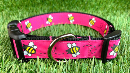 Pink Honey Bee Bumblebee Dog Collar