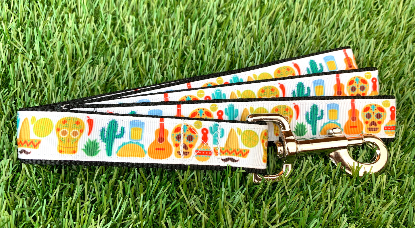 Viva La Mexico Sugar Skull Day of Dead Dog Collar