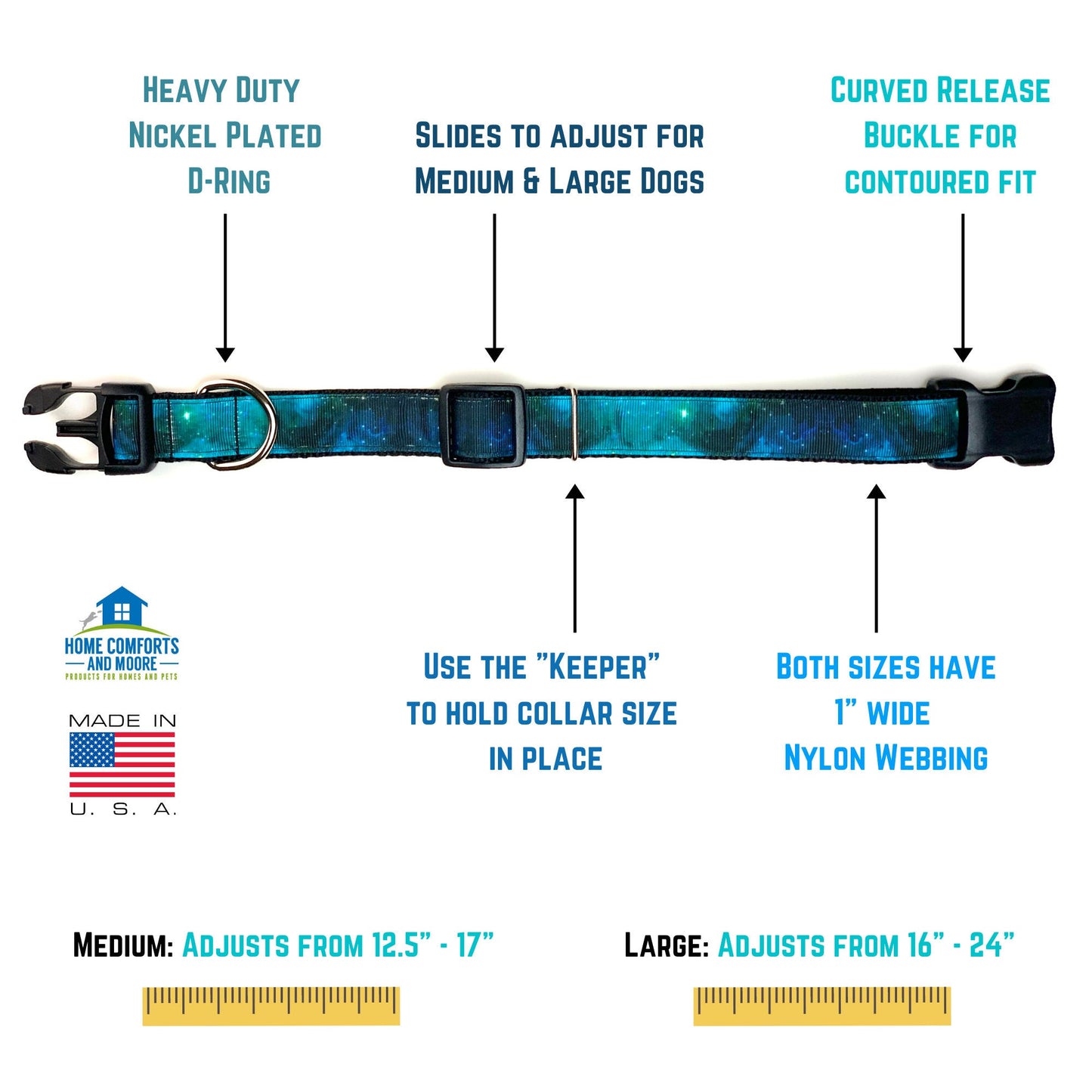 Teal Cactus Succulent Saguaro Dog Collar