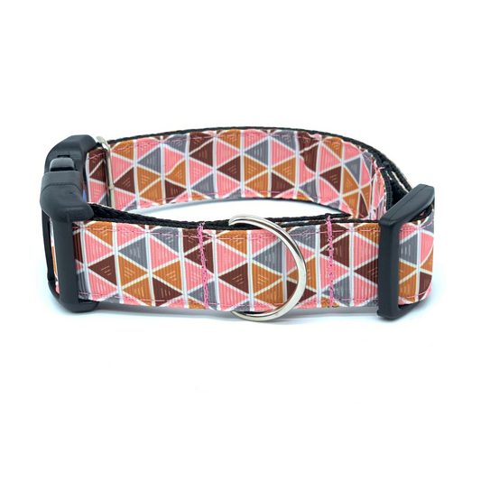 Pink Geometric Dog Collar
