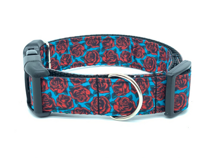 Roses Are Blue Dog Collar
