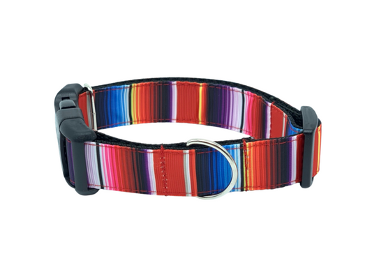 Red Purple Serape Striped Dog Collar