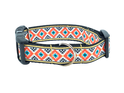 Coral Teal Tribal Aztec Native Dog Collar