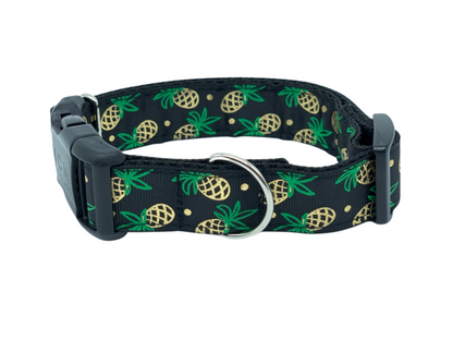 Black and Gold Pineapple Dog Collar