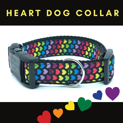 Rainbow Hearts Dog Collar