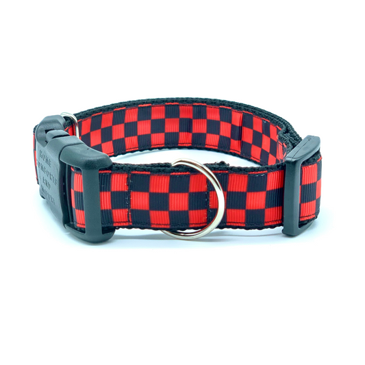 Red Checker Dog Collar
