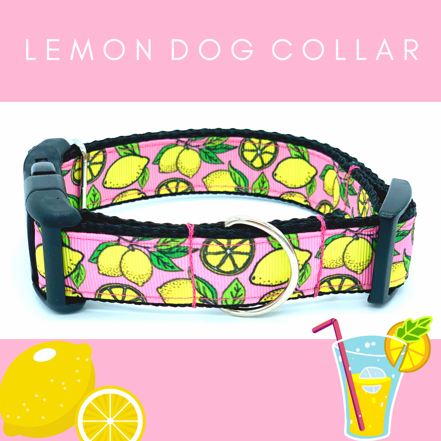 Pink Lemon Dog Collar