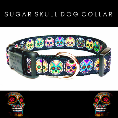 Sugar Skull Day of the Dead Dia De Los Muertos Dog Collar