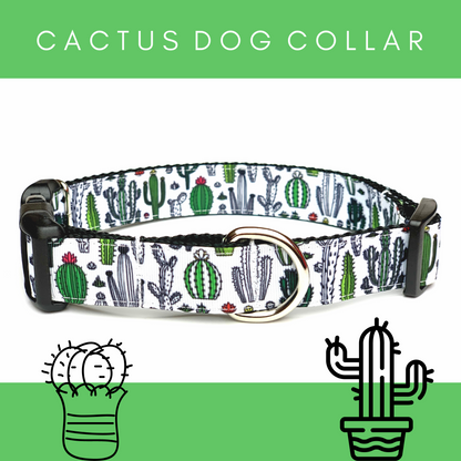White Cactus Dog Collar