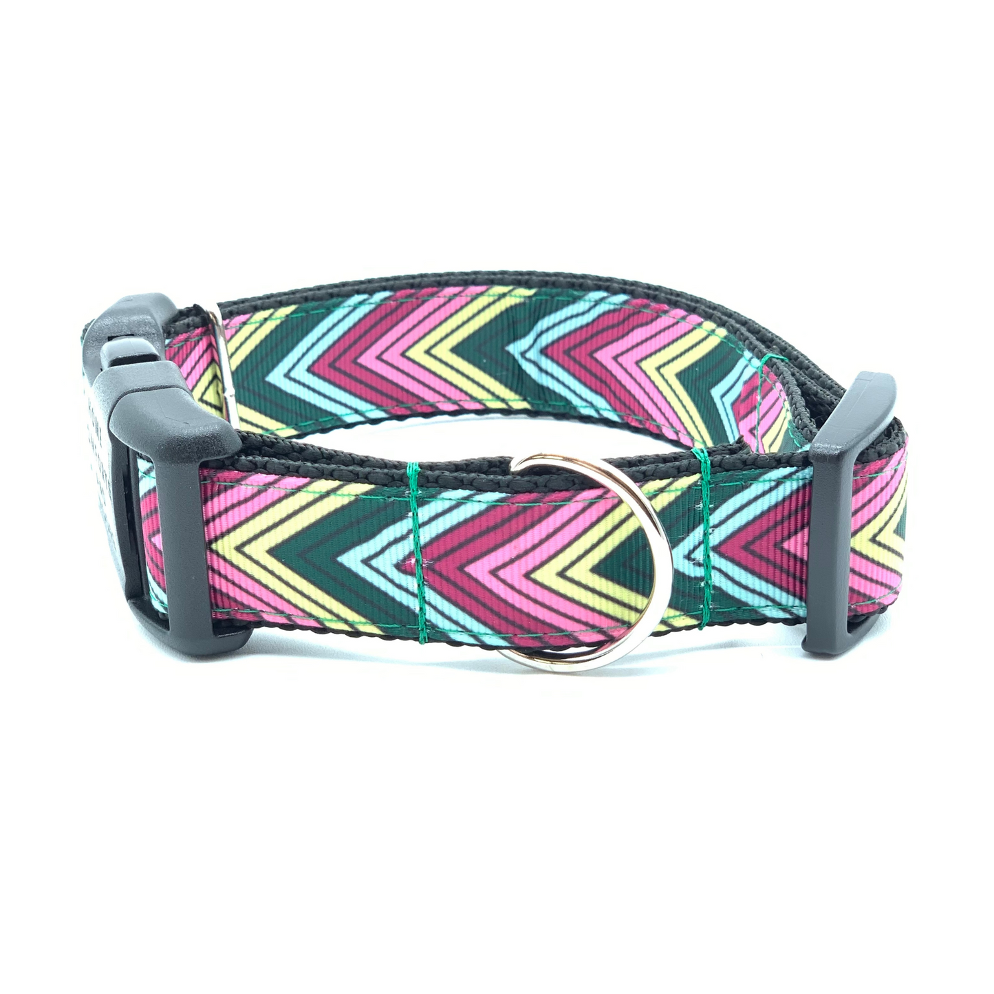 Multicolored Pink and Teal Chevron Dog Collar