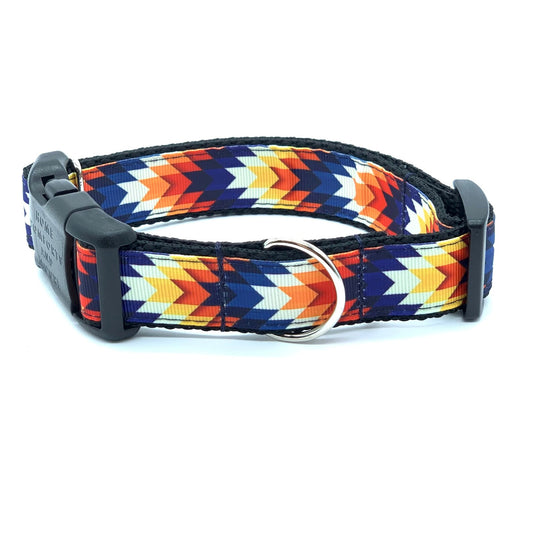 Blue Orange Southwest Tribal Aztec Native Dog Collar