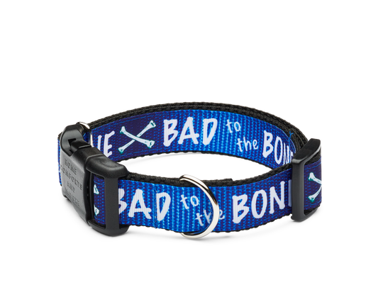 Blue Bad To The Bone Dog Collar