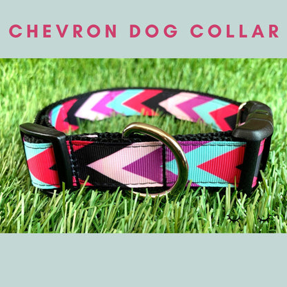 Pink Purple Teal Chevron Dog Collar